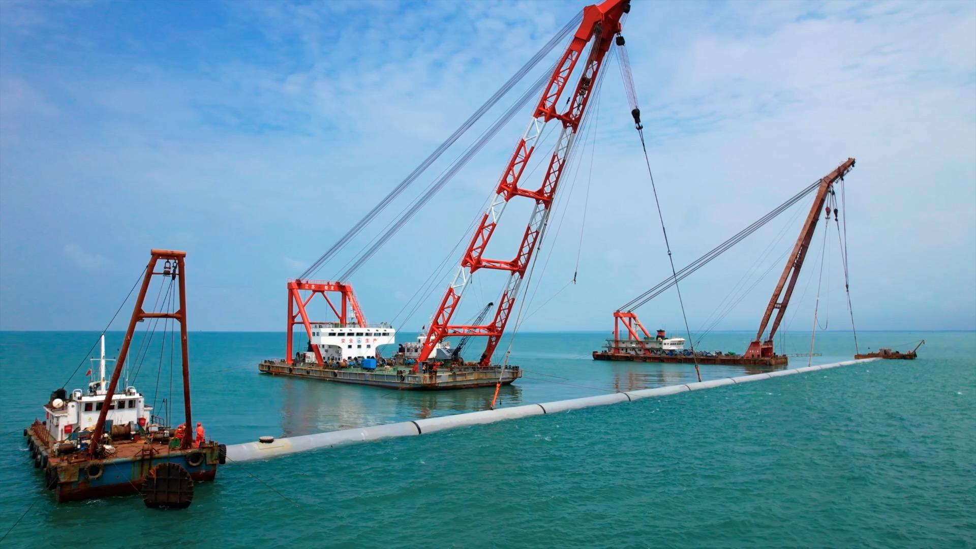 完美体育北海市铁山港工业区A5深海排放管工程海域段试验段管道完成安装(图1)